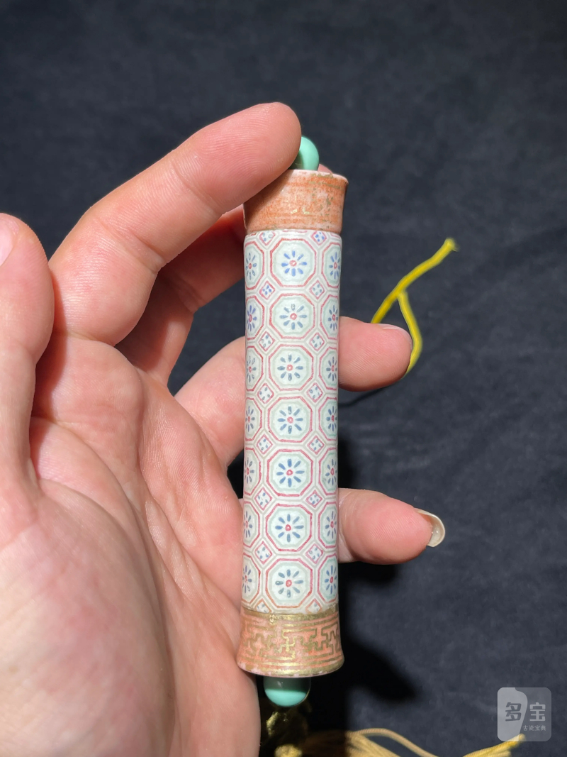 清乾隆 洋彩几何纹牙签筒 - 图4